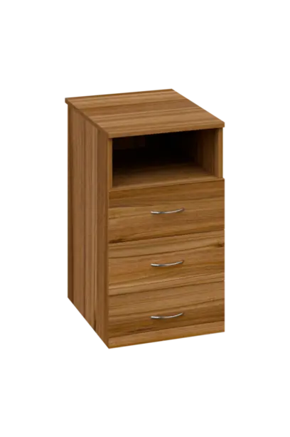 CKC 2 - 64 kontejner přístavný, 3-zásuvkový/nika, deska 25 mm, centrální zámek, ořech světlý